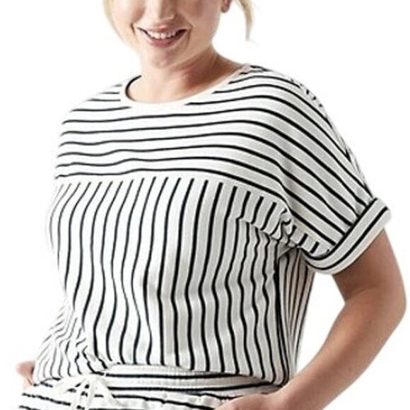 Banana Republic Striped Dolman Sleeve Top Black & White Size Medium - Picture 1 of 6